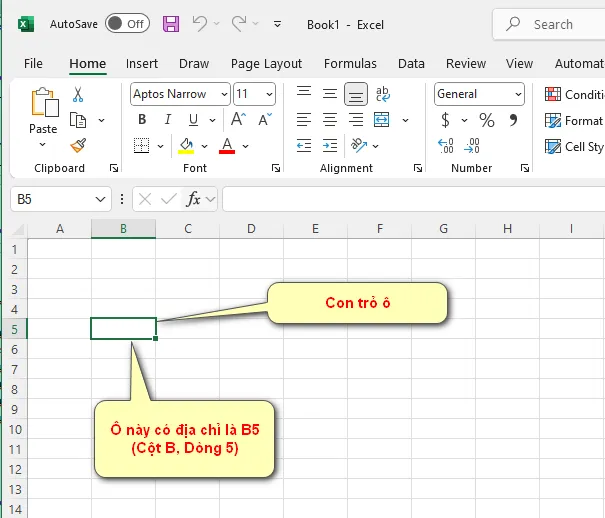 Ô tính (Cell) và địa chỉ ô trong Excel
