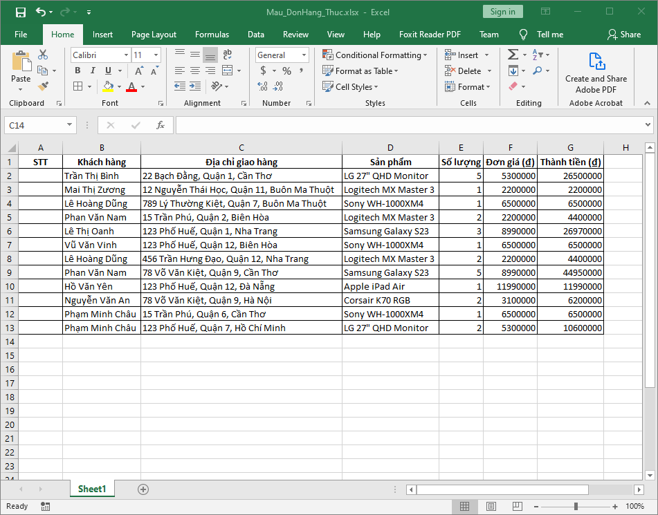 Sử dụng AutoFill để nhập liệu nhanh trong Excel