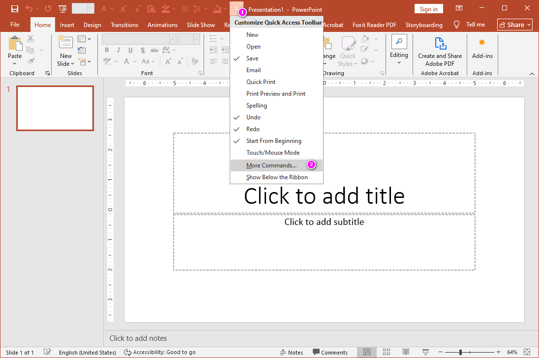 Tùy biến thanh Quick Access Toolbar trong PowerPoint
