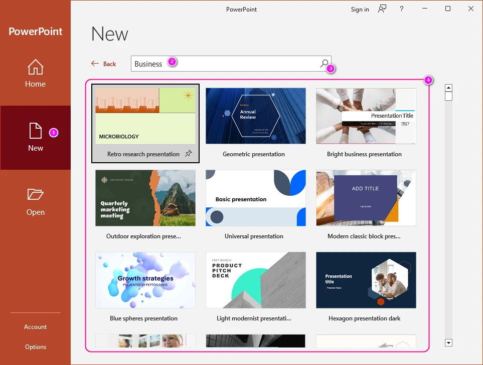 Tạo bài thuyết trình từ mẫu có sẵn trong PowerPoint