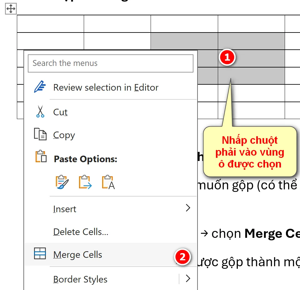 Tách và gộp ô của bảng trong Word