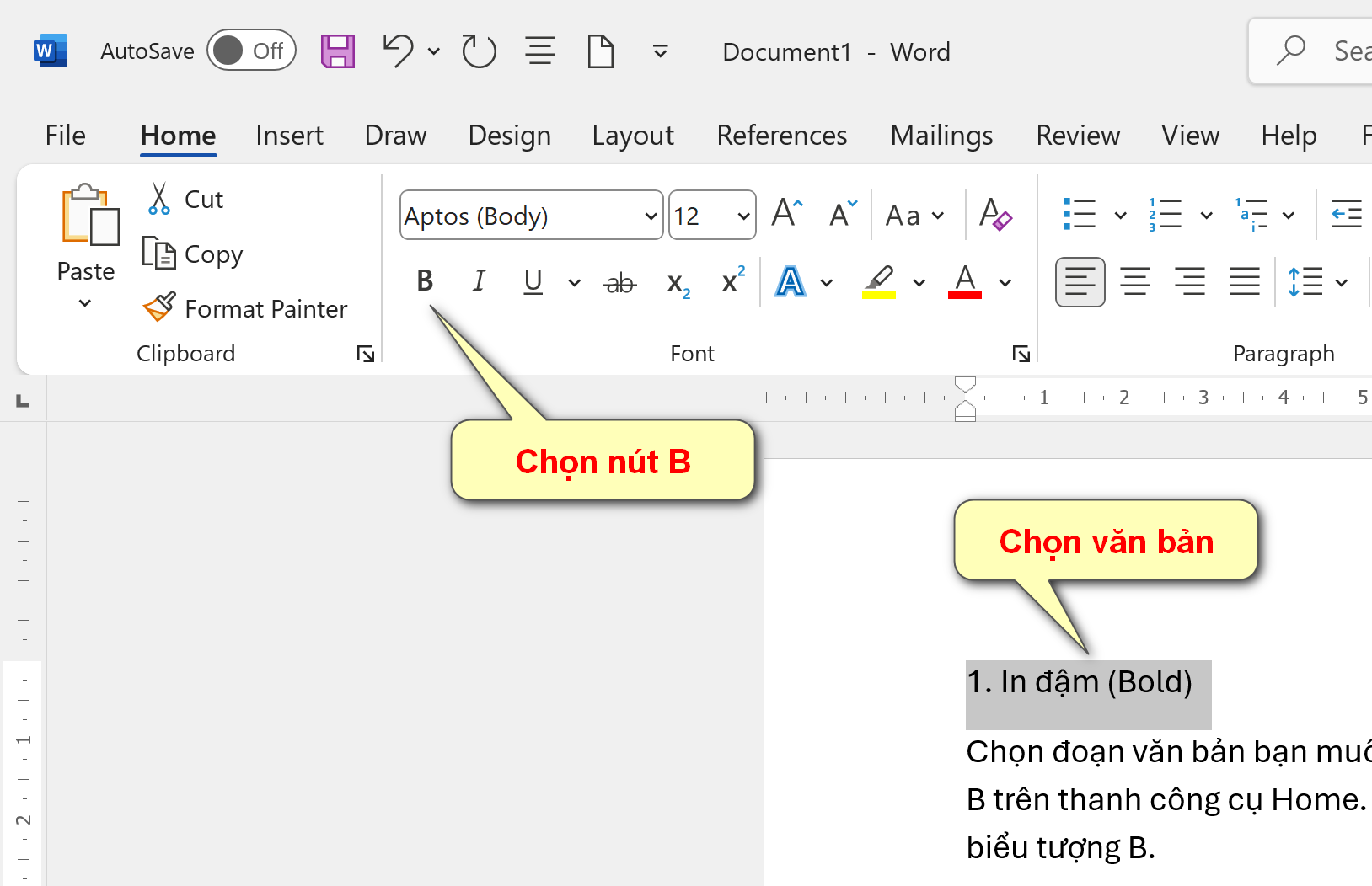 Định dạng văn bản - In đậm, in nghiêng, in gạch chân, gạch ngang