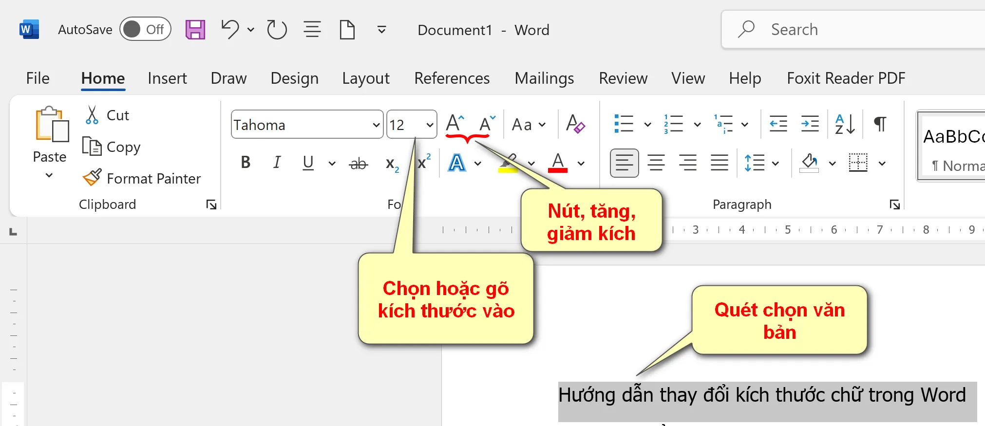 Định dạng văn bản - Thay đổi kích thước chữ (cỡ chữ)