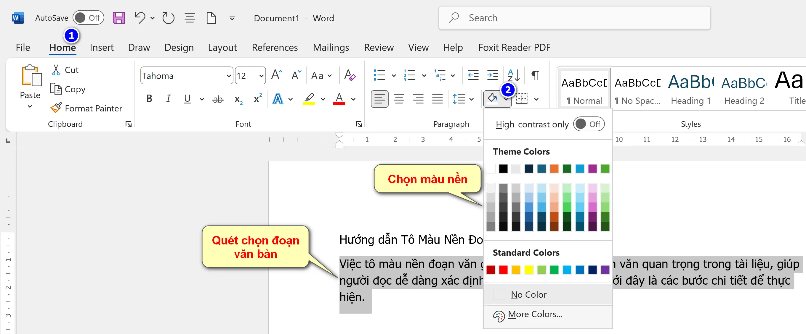 Định dạng văn bản - Tô màu nền đoạn văn, văn bản